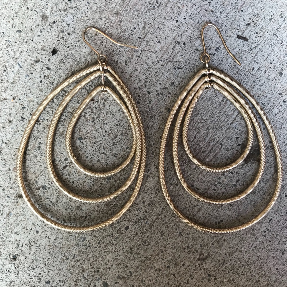 Textured Gold Multi Loop Earrings - image 1